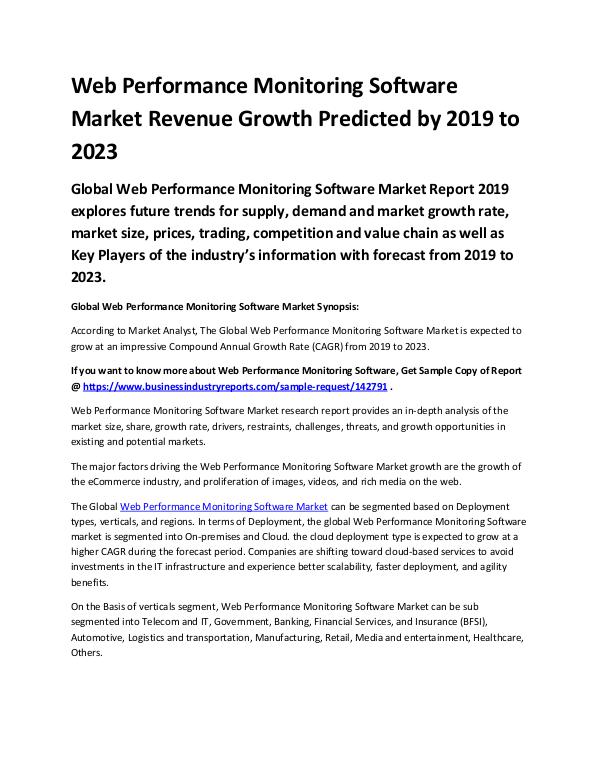 Market Analysis Report Web Performance Monitoring Software Market