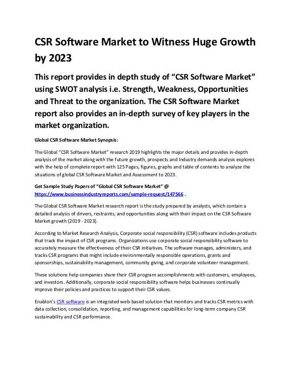 Market Analysis Report CSR Software Market
