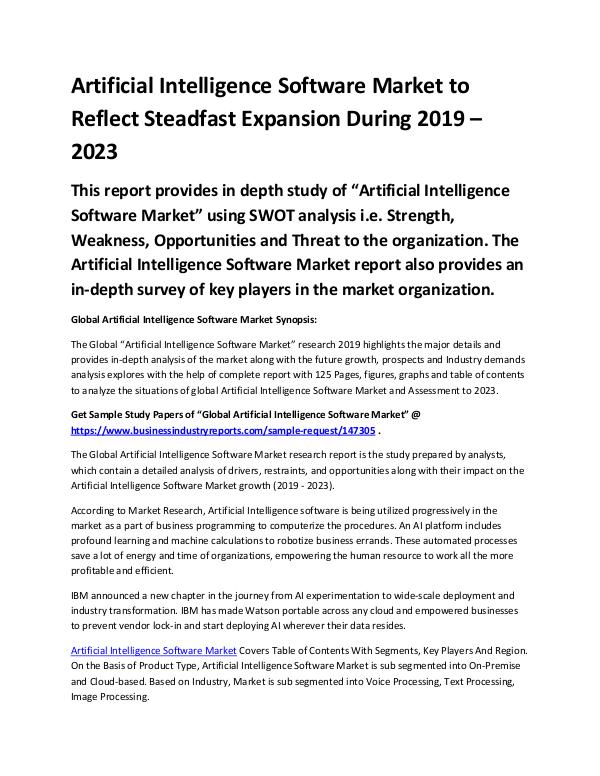 Market Analysis Report Artificial Intelligence Software Market