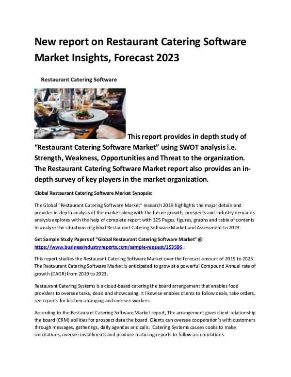 Market Analysis Report Restaurant Catering Software Market
