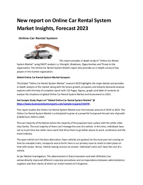 Market Analysis Report Online Car Rental System Market