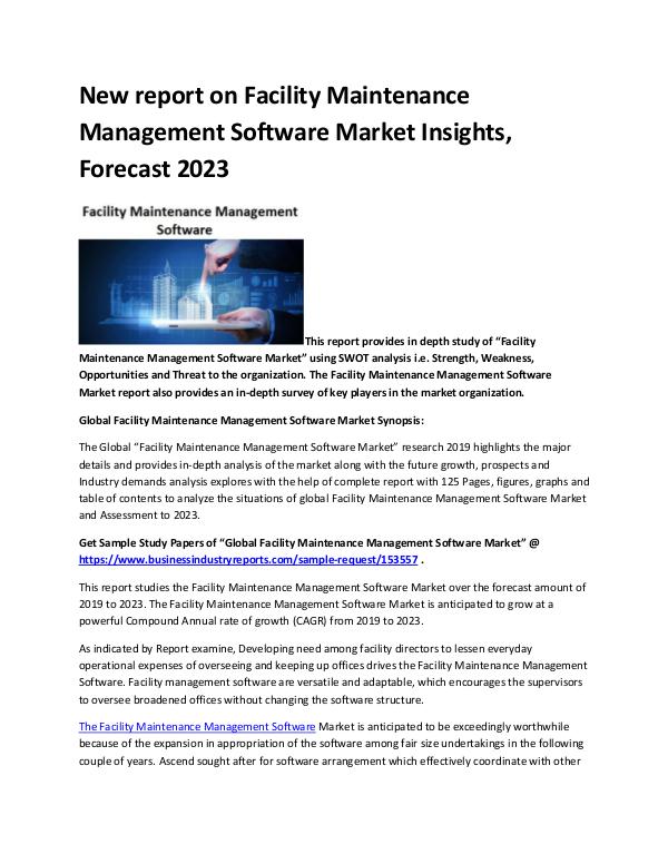 Market Analysis Report Facility Maintenance Management Software Market