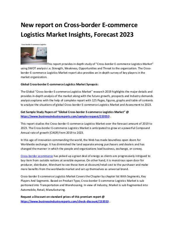 Market Analysis Report Cross-border E-commerce Logistics Market