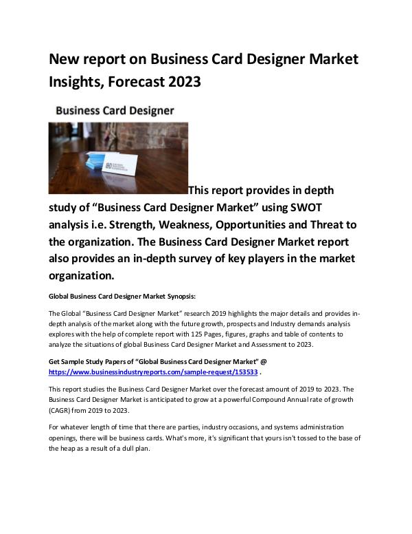 Market Analysis Report Business Card Designer Market