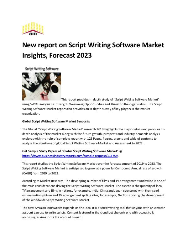 Market Analysis Report Script Writing Software Market