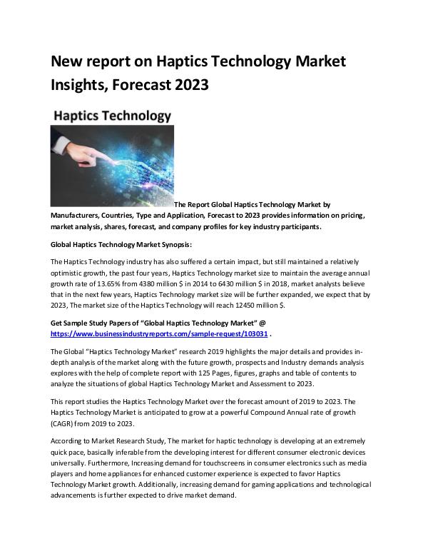 Market Analysis Report Haptics Technology Market