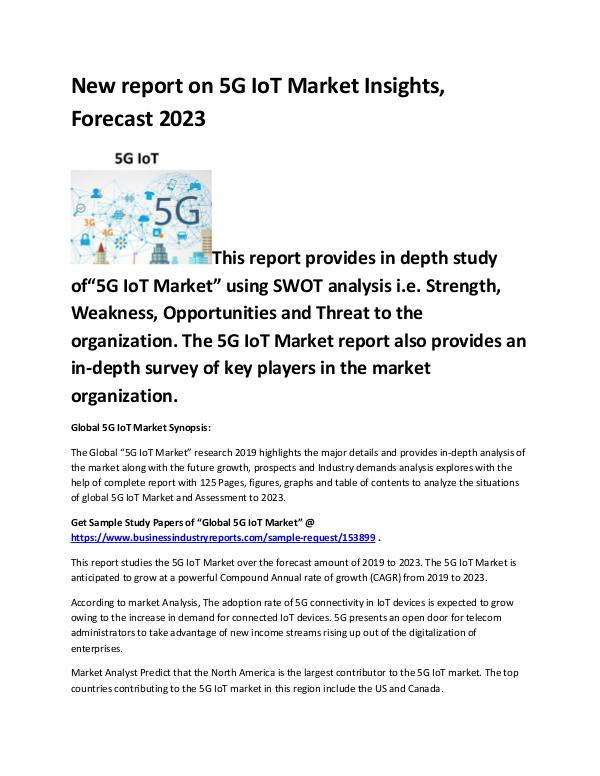 5G IoT Market Analysis Reveals explosive growth by