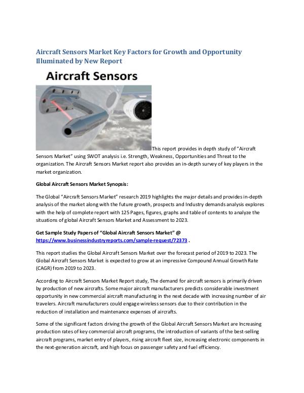 Market Analysis Report Aircraft Sensors Market