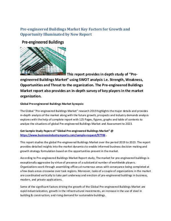 Market Analysis Report Pre-engineered Buildings Market