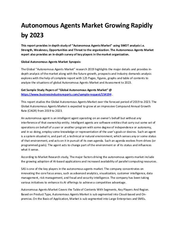 Market Analysis Report Autonomous Agents Market