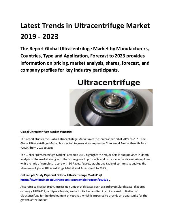 Market Analysis Report Ultracentrifuge Market