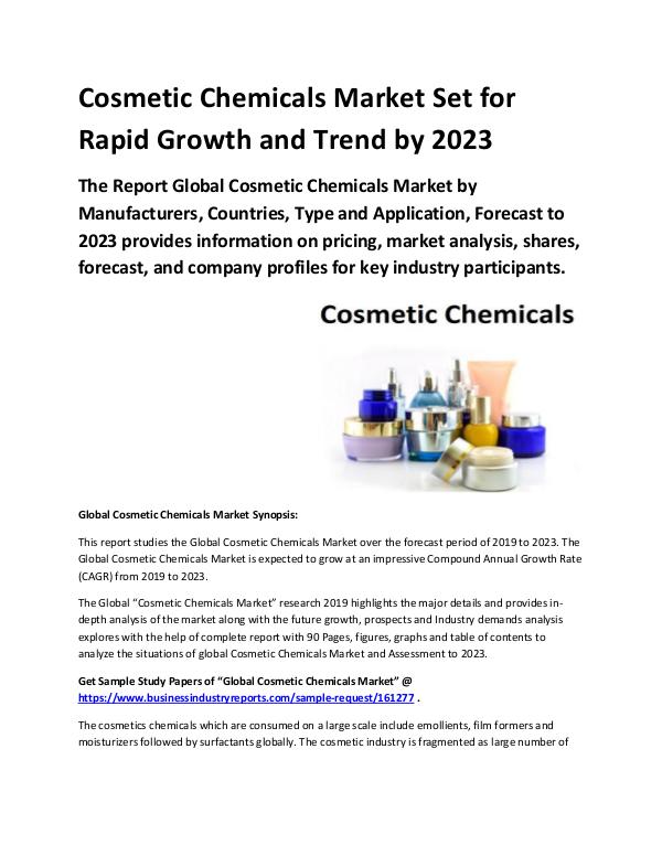 Market Analysis Report Cosmetic Chemicals Market
