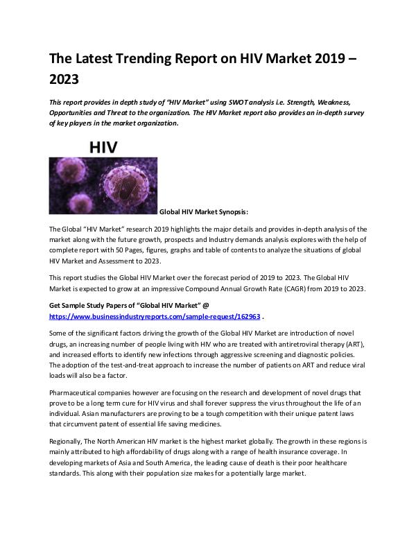Market Analysis Report HIV Market