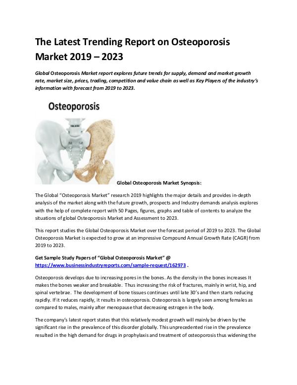 Market Analysis Report Osteoporosis Market