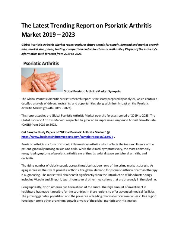 Market Analysis Report Psoriatic Arthritis Market