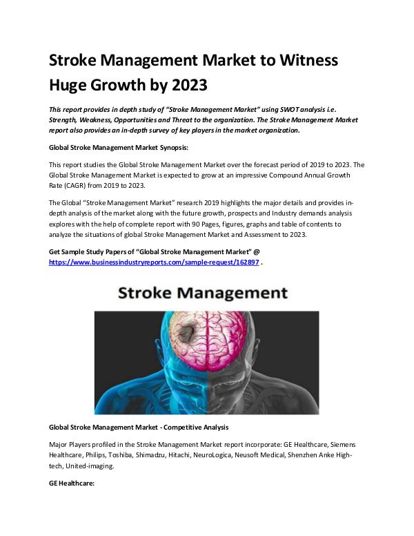 Market Analysis Report Stroke Management Market 2019