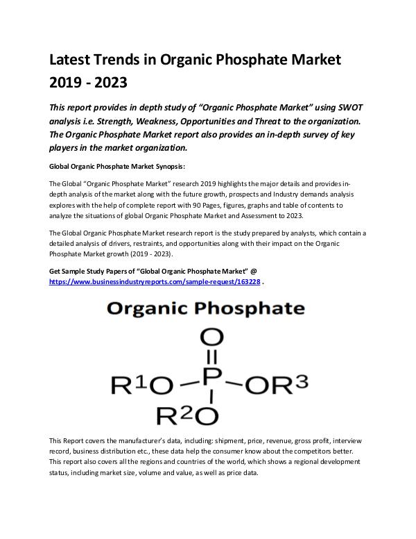Market Analysis Report organic phosphate market 2019