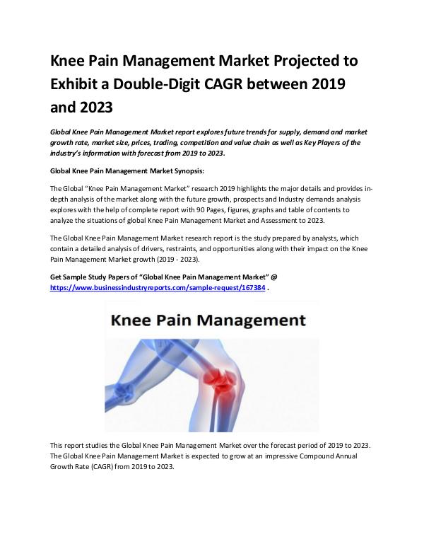 Market Analysis Report Knee Pain Management Market 2019