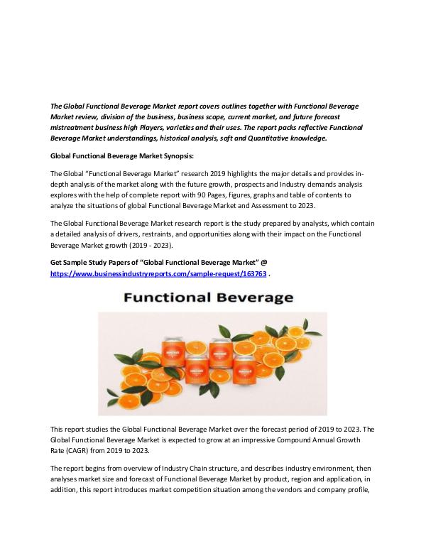 Functional Beverage Market 2019 - 2023