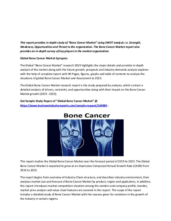 Market Analysis Report Bone Cancer Market 2019 - 2023