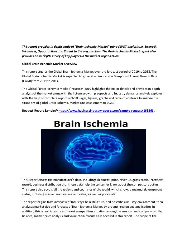 Brain Ischemia Market 2019 - 2023