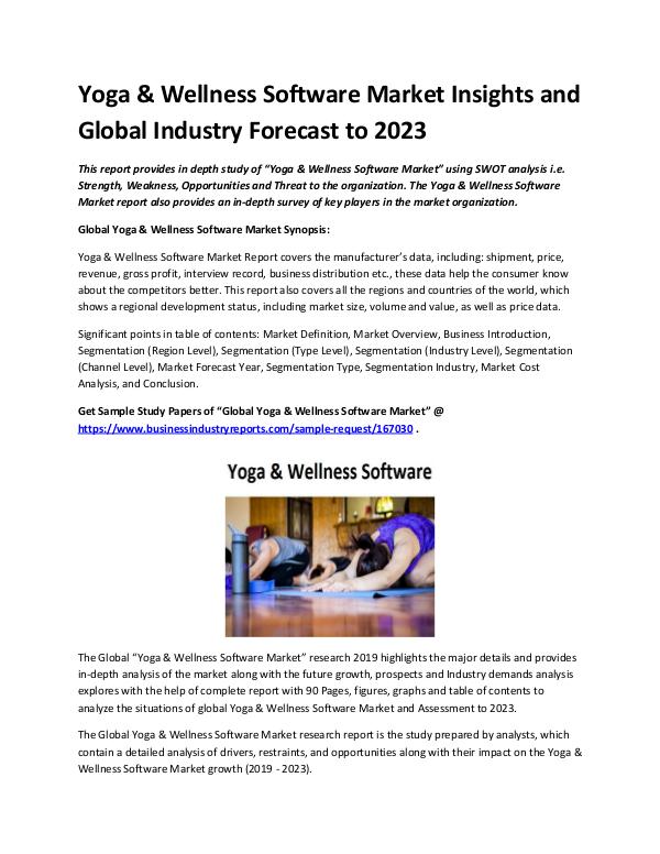 Market Analysis Report Yoga & Wellness Software Market 2019 - 2023