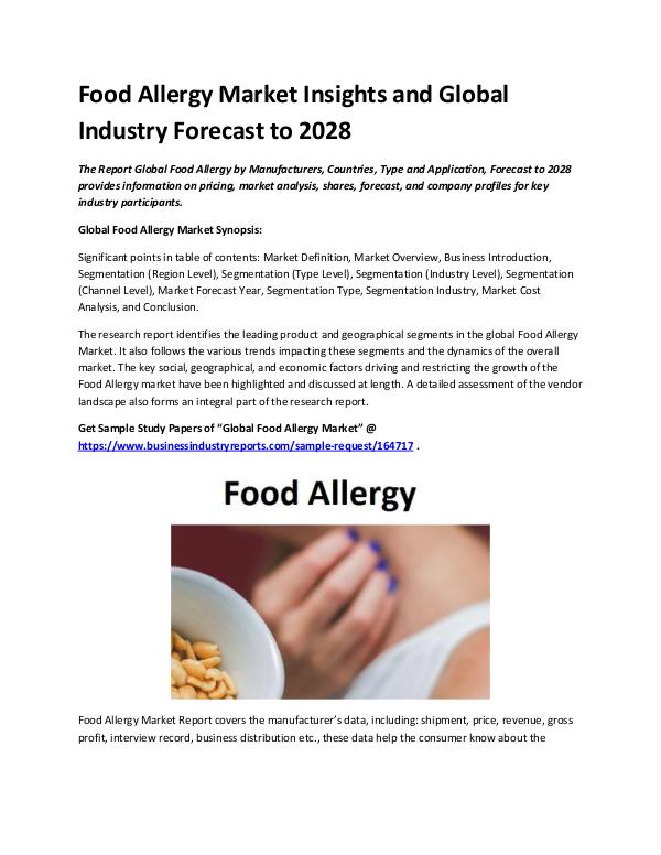 Market Analysis Report Food Allergy Market
