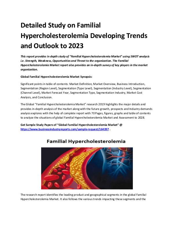 Market Analysis Report Familial Hypercholesterolemia 2019 - 2023
