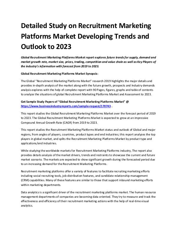 Market Analysis Report Recruitment Marketing Platforms Market 2019 - 2023