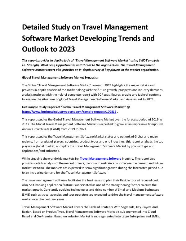 Market Analysis Report Travel Management Software Market 2019 - 2023