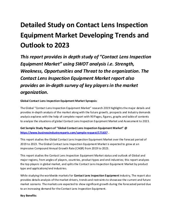 Market Analysis Report Contact Lens Inspection Equipment Market 2019 - 20