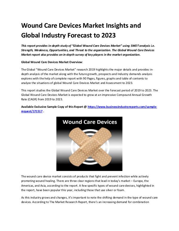 Wound Care Devices Market 2019 - 2023