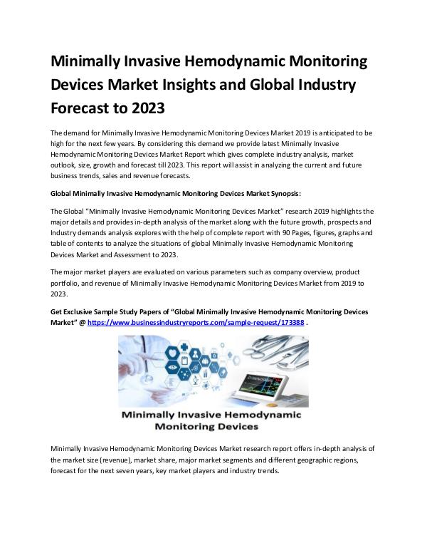 Market Analysis Report Minimally Invasive Hemodynamic Monitoring Devices