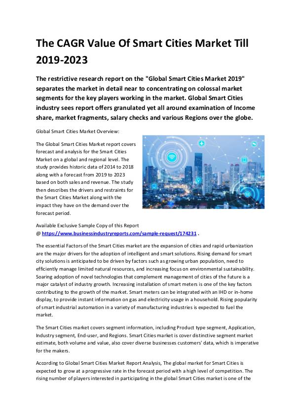 Market Analysis Report Smart Cities Market 2019