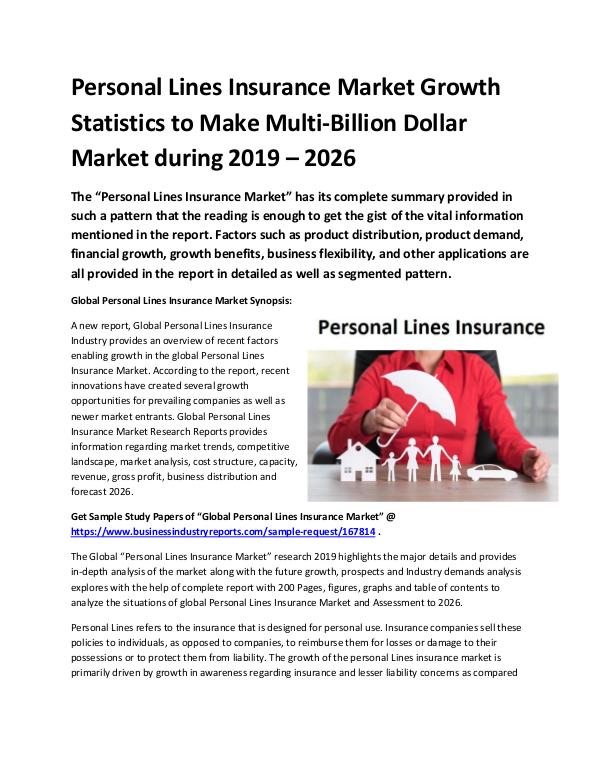Market Analysis Report Global Personal Lines Insurance Market Size study