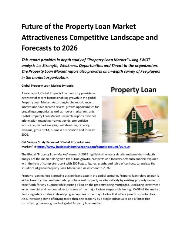 Market Analysis Report Global Property Loan Market Size study