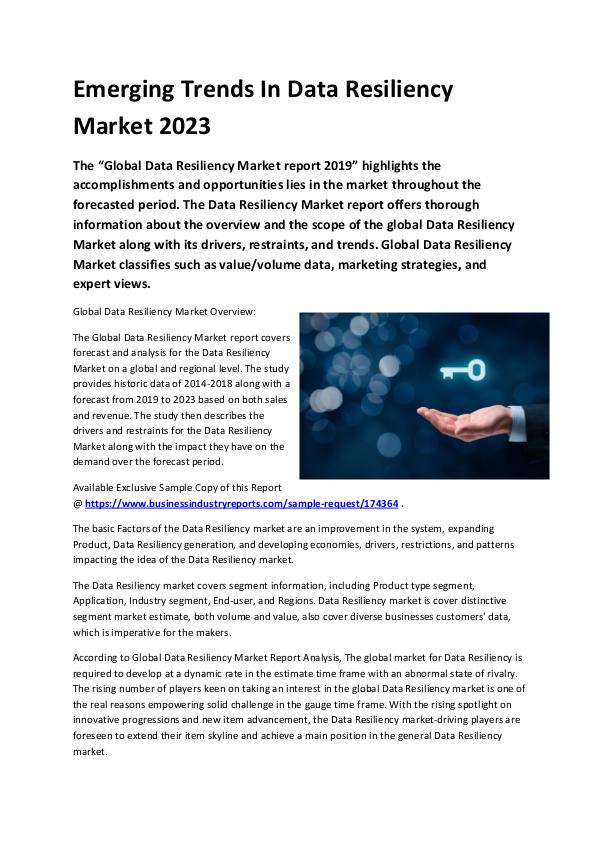 Market Analysis Report Data Resiliency Market 2019