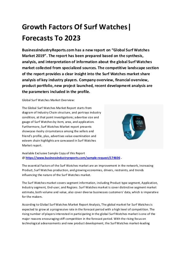 Market Analysis Report Surf Watches Market 2019