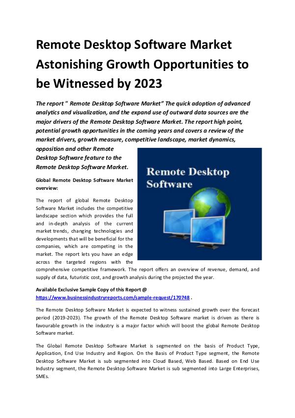 Market Analysis Report Global Remote Desktop Software Market Report 2019.