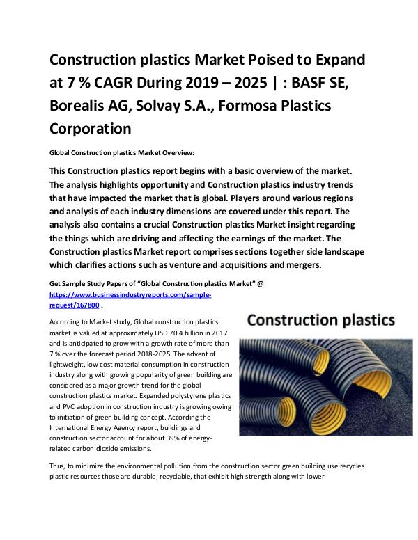 Market Analysis Report Global Construction plastics Market Size study
