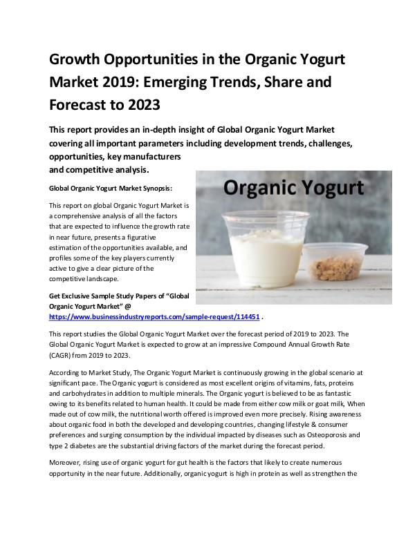 Market Analysis Report Global Organic Yogurt Market Report 2019