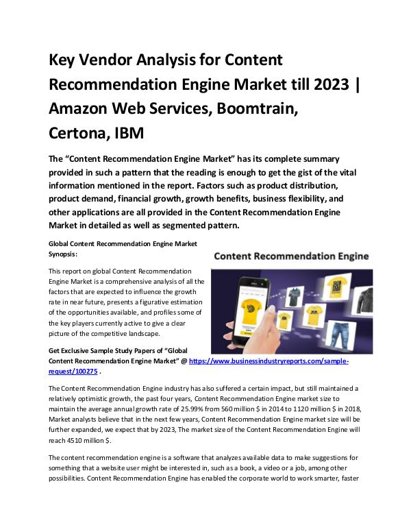 Market Analysis Report Global Content Recommendation Engine Market Report