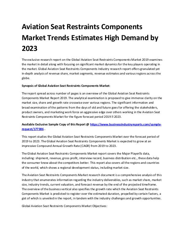 Market Analysis Report Aviation seat restraints components market