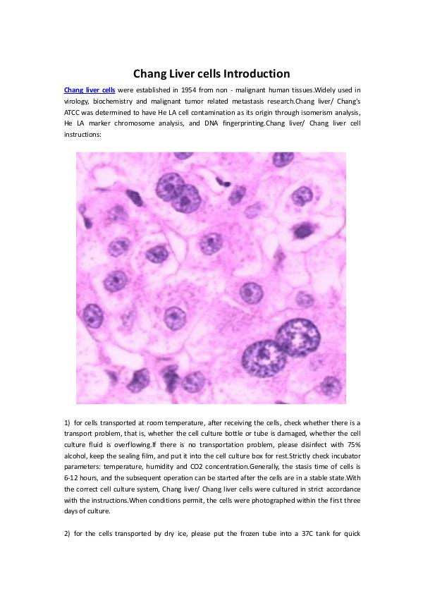 My first work Chang Liver cells Introduction