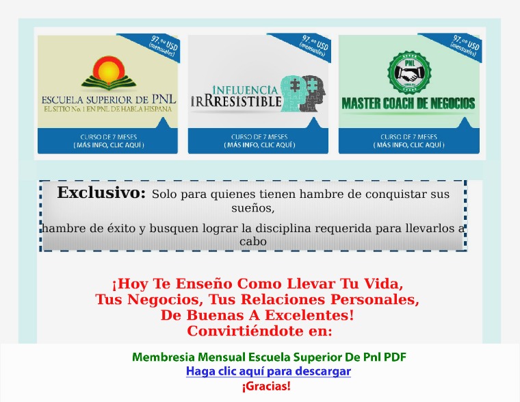 Membresia Mensual Escuela Superior De Pnl [PDF]