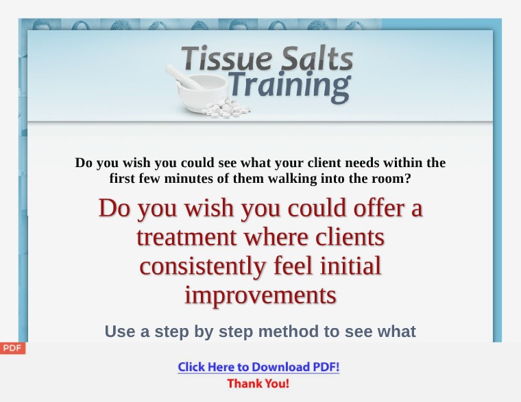 Tissue Salts Training Courses [PDF] Tissue Salts Training Courses