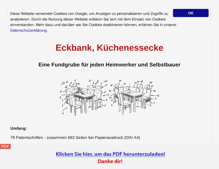 Eckbank, Küchenessecke Technik Patentschriften [PDF]