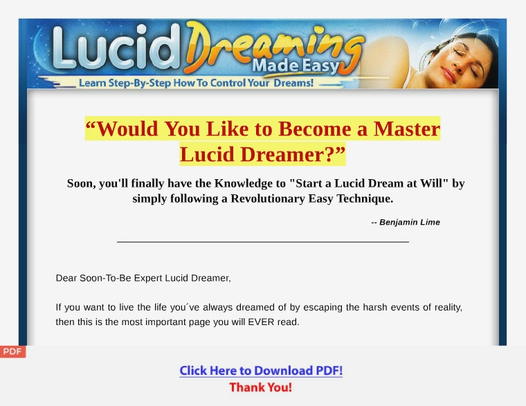 Lucid Dreaming Made Easy [PDF] Lucid Dreaming Made Easy