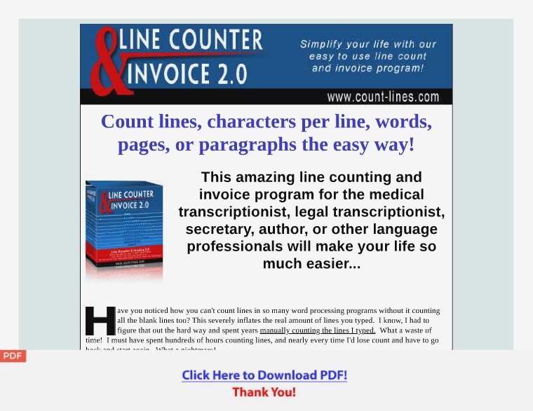 Count lines and Easy Invoice Program Software [PDF]