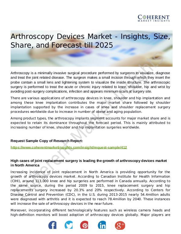 Stairlifts Market: Foresees Skyrocketing Growth in the Coming Years Arthroscopy Devices Market